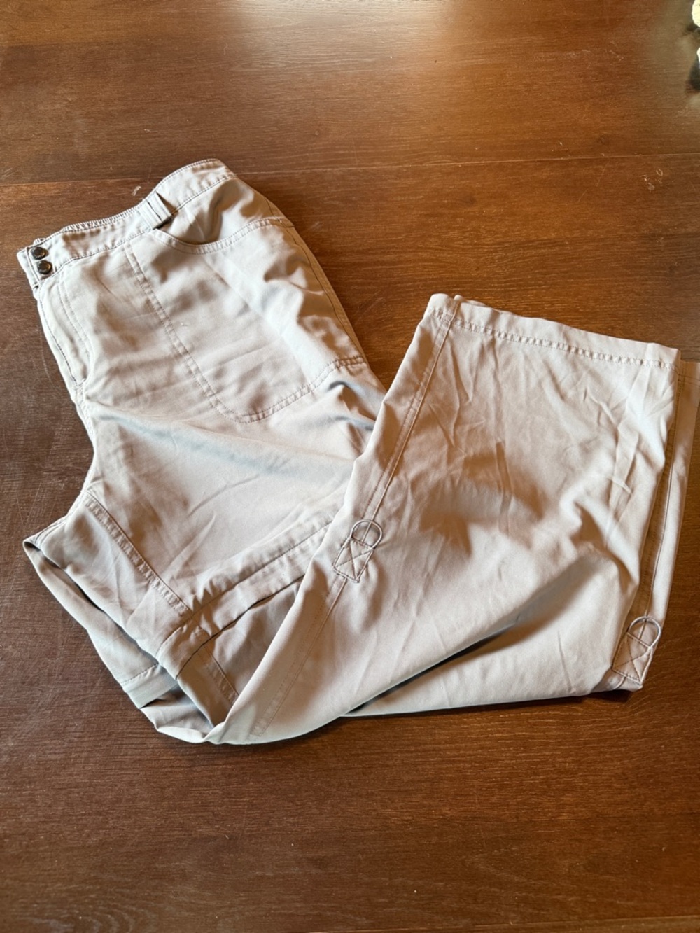 Magellan Outdoors Women’s Hiking Convertible Zip Off Wide Leg Pants in Lt Tan 1X